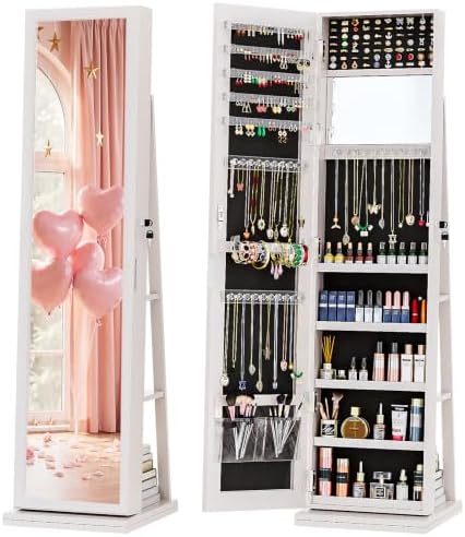 Full Length Mirror Jewelry Armoire - Armadio per Gioielli 4-in-1, Armadietto per