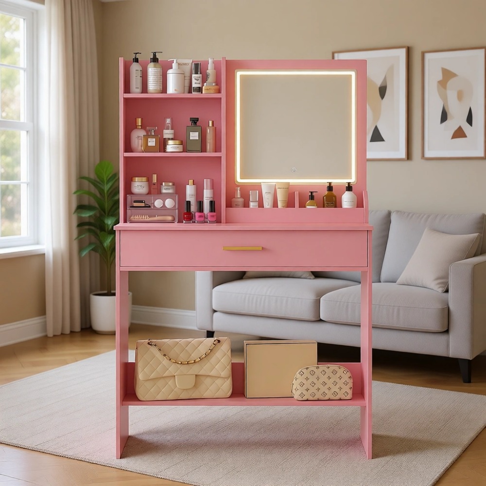 Dressing Table Vanity With Lighted Mirror - Specchio da Toeletta con Luci, Tavolo