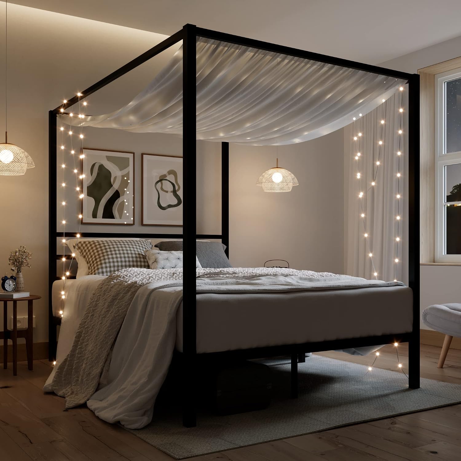 Canopy Bed Frame Metal Queen - Struttura del letto a baldacchino in