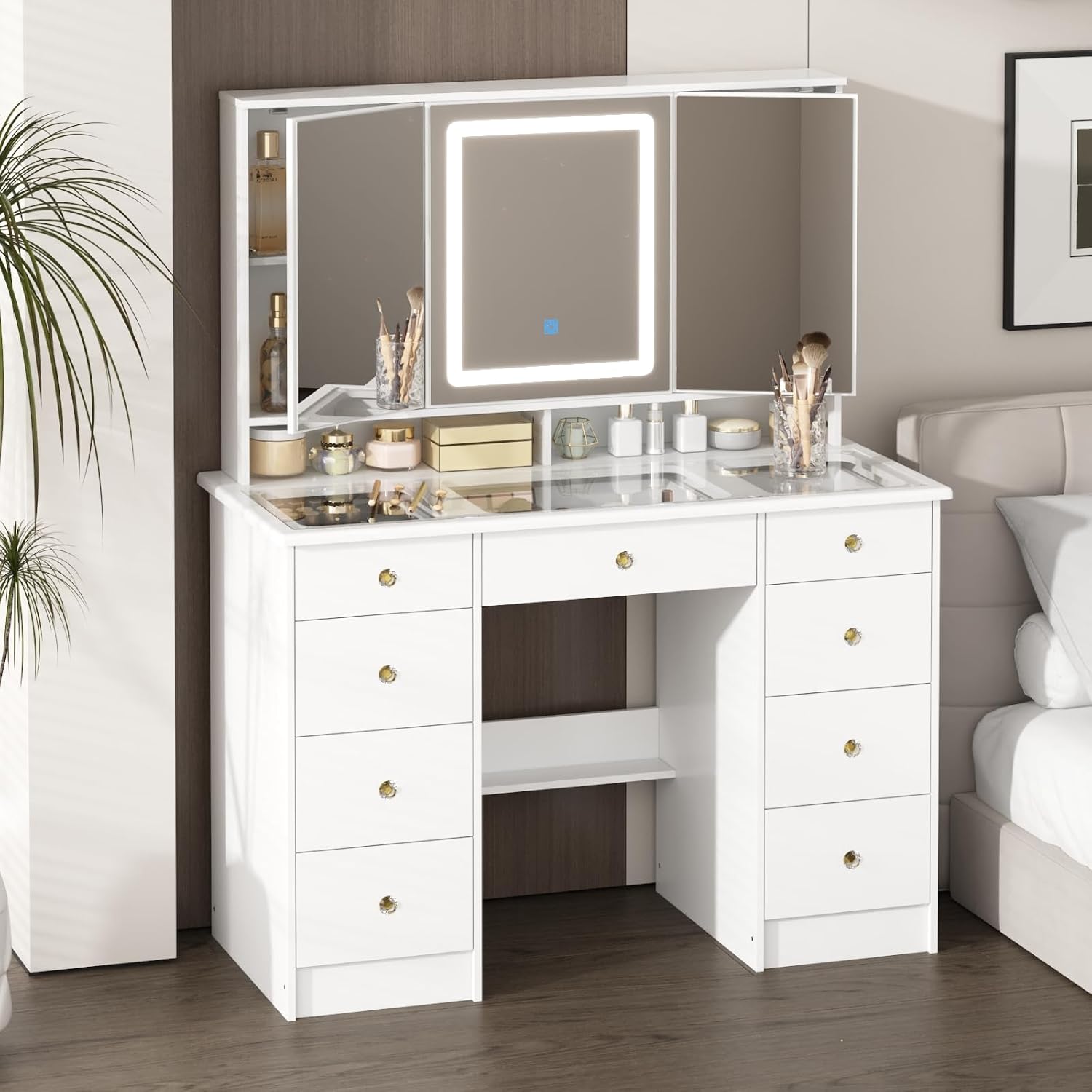 Dressing Table Vanity With Lighted Mirror - Toeletta con Specchio e Luci, Grande