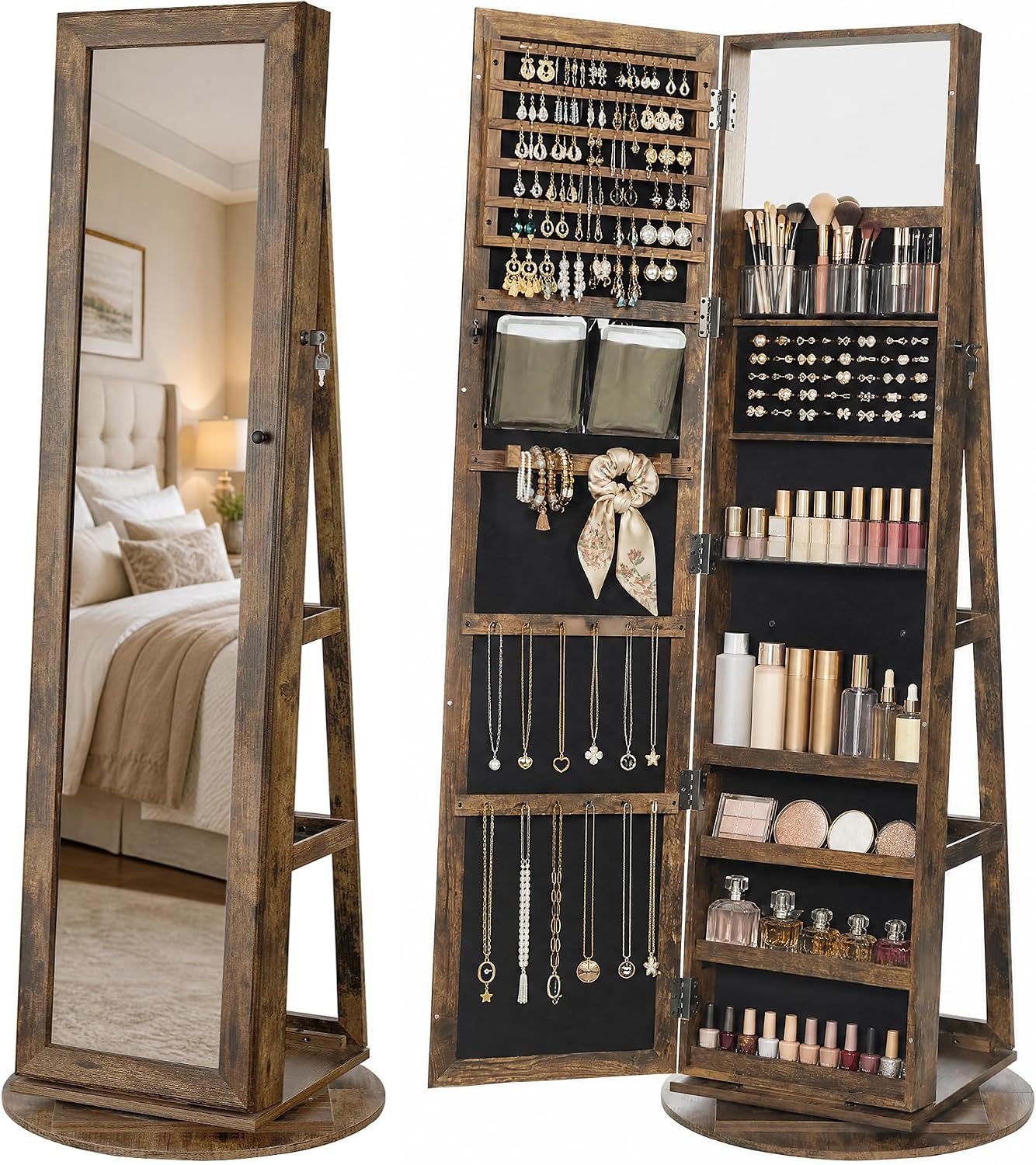 Full Length Mirror Jewelry Armoire - Mobile Portagioie a Specchio a Figura