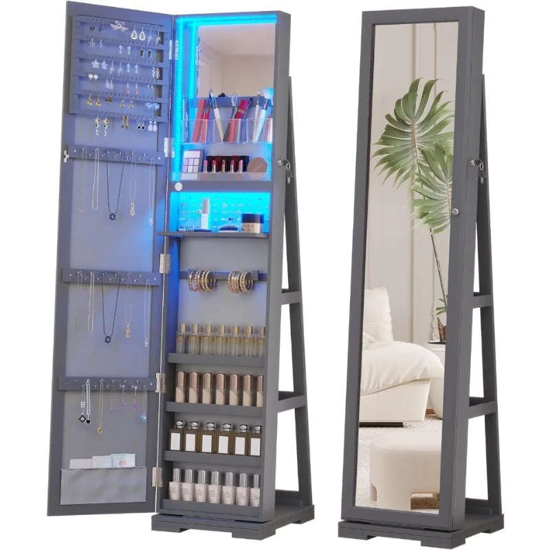 Full Length Mirror Jewelry Armoire - Armadio Portagioie LED con Specchio a