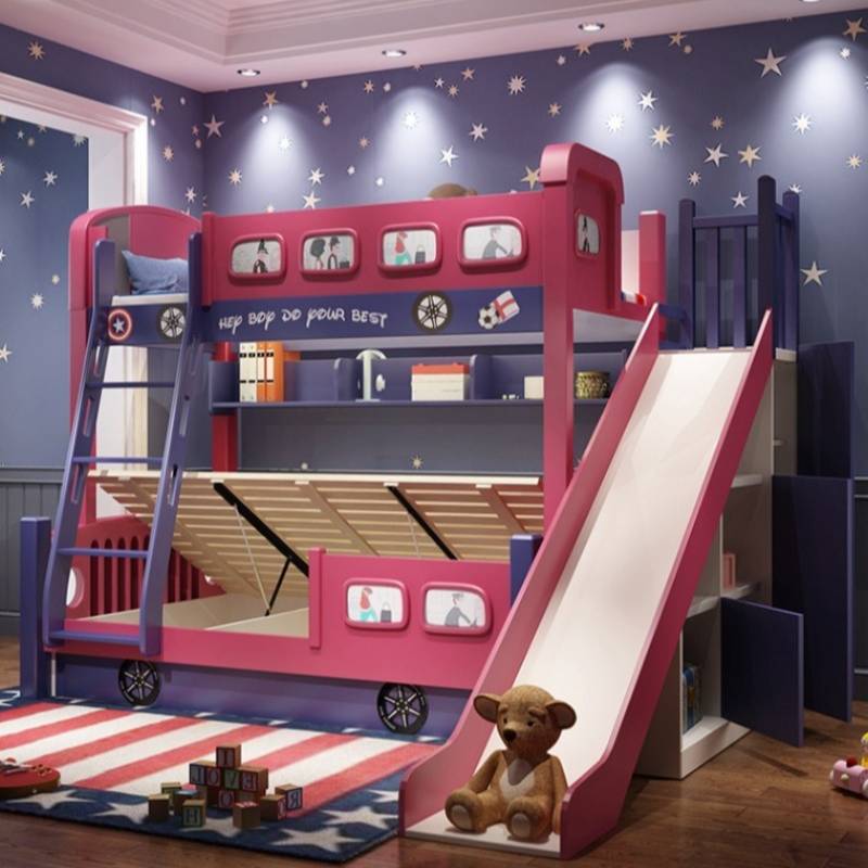 Bunk Bed With Stairs And Slide - Letto a castello in legno per