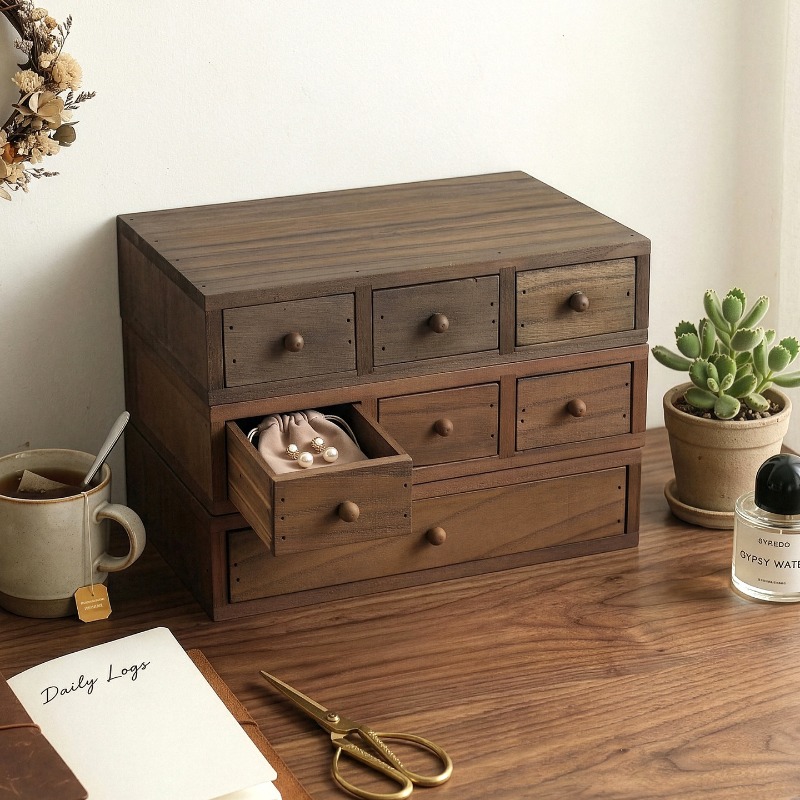 Storage - Scatola portaoggetti da scrivania in legno,