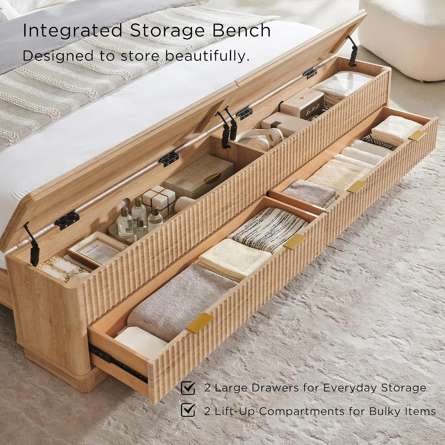 Letto matrimoniale scanalato c - King Size Bed Frame With Storage Drawers recensione e prezzo