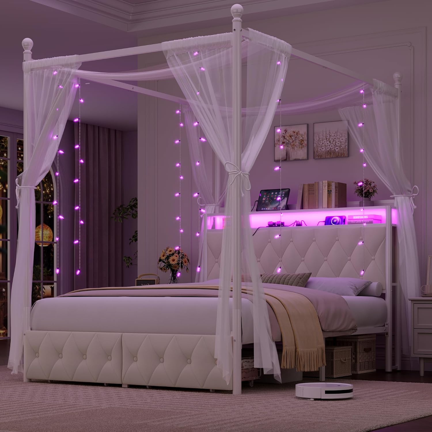 Letto a baldacchino Queen Size - Canopy Bed Frame Metal Queen recensione e prezzo