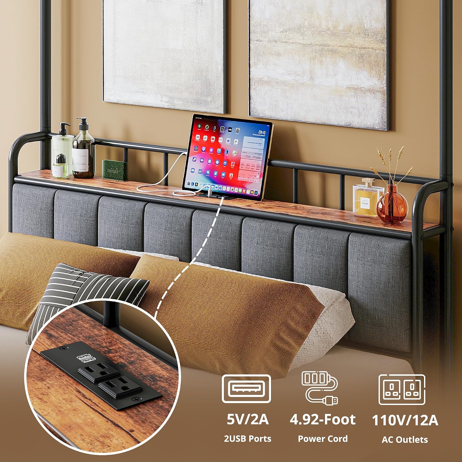Letto a baldacchino Queen con  - Canopy Bed Frame Metal Queen recensione e prezzo