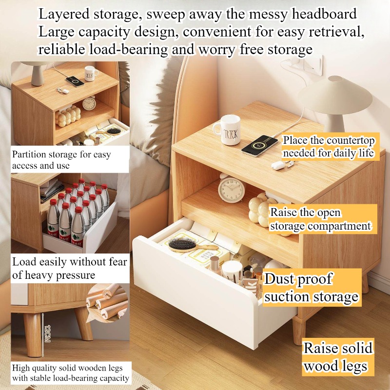 Comodino bianco con cassetti,  - Solid Wood Nightstand 2 Drawers recensione e prezzo