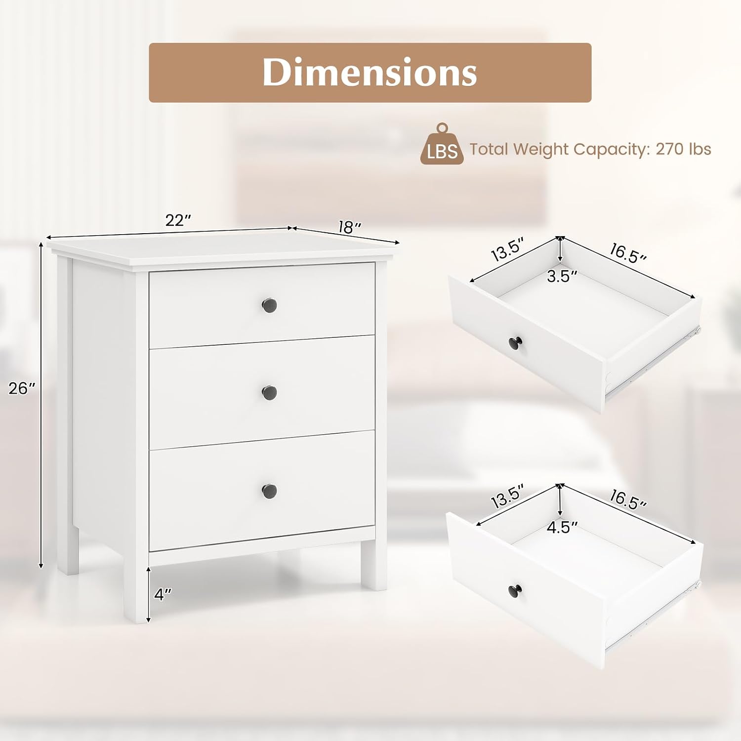 Comodino con 3 cassetti, set d - Solid Wood Nightstand 2 Drawers recensione e prezzo