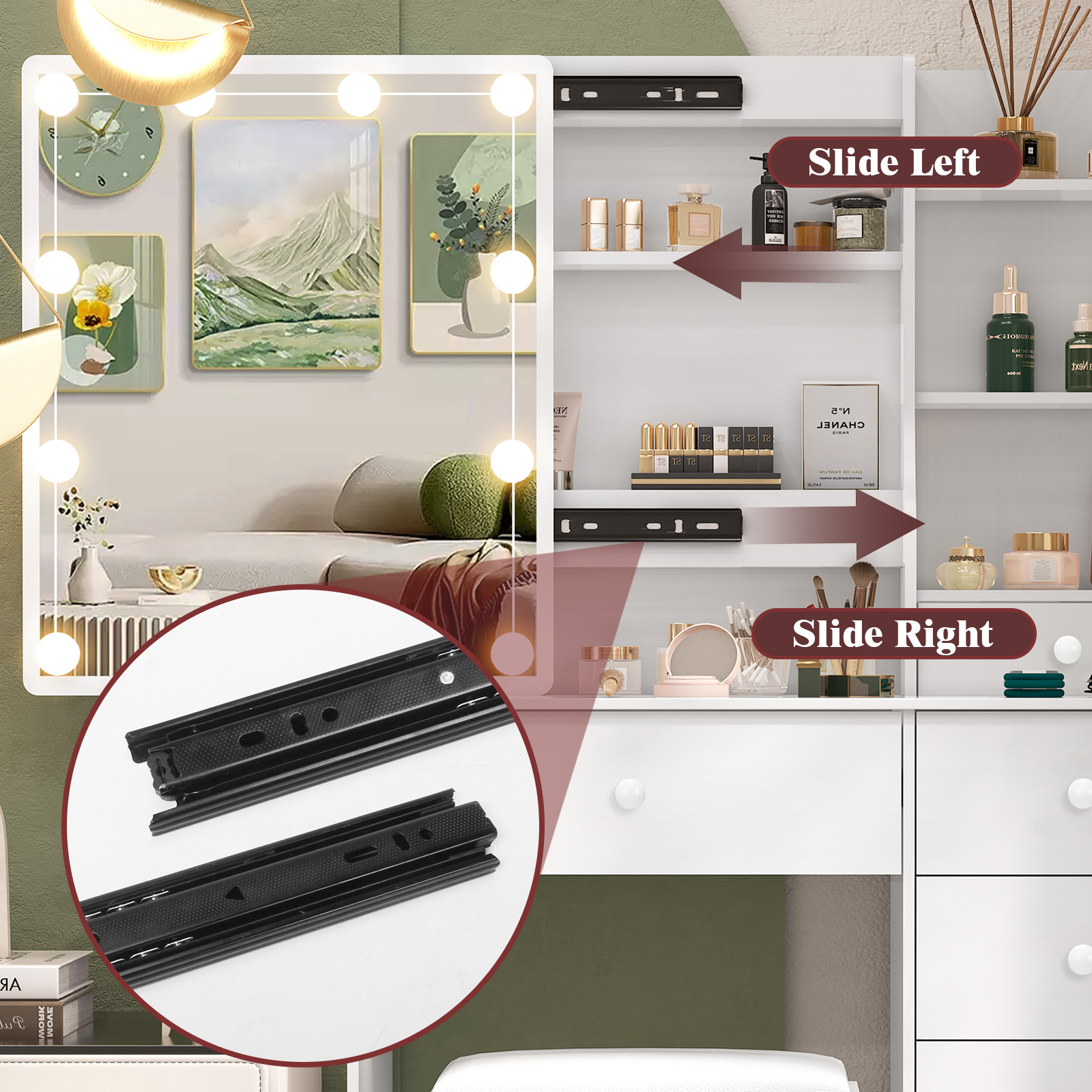 Set Moderno di Toeletta Bianca - Dressing Table Vanity With Lighted Mirror recensione e prezzo