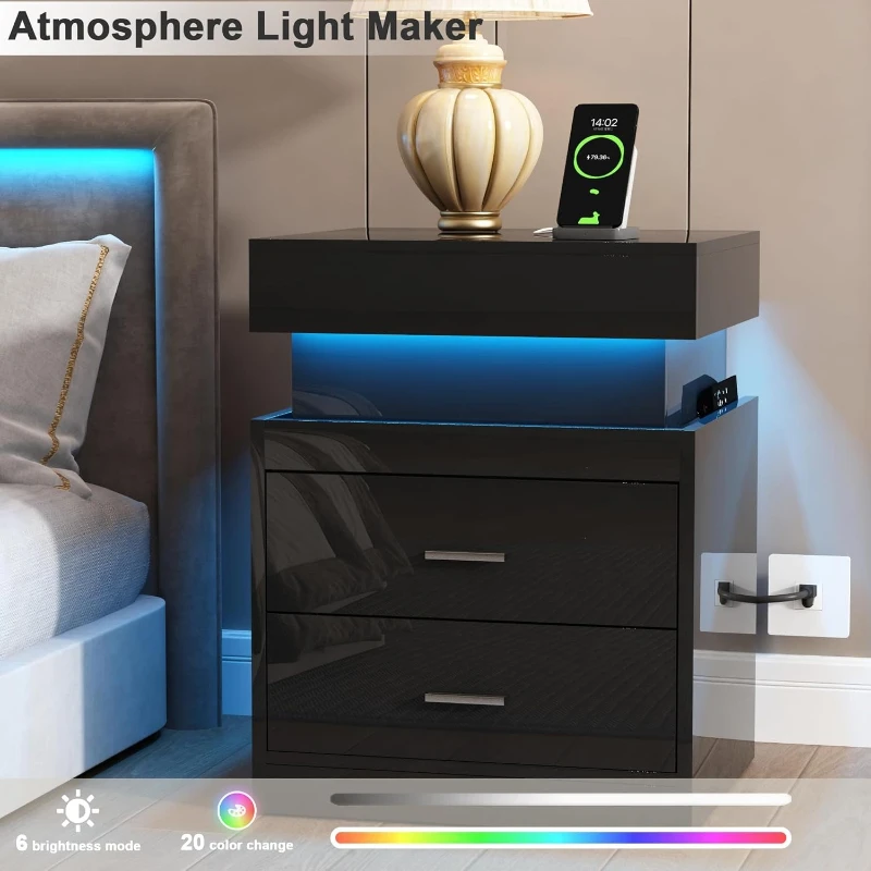 Comodino LED con Stazione di R - Solid Wood Nightstand 2 Drawers recensione e prezzo