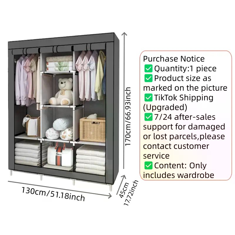 Armadio Portatile Coperto in T - Wardrobe Closet Portable Fabric Cover recensione e prezzo